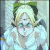 Pixelated character with blonde hair and green eyes in white dress, showing subtle facial expression changes