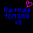 Pixelated blue text 'Rai+Kate' with date '10M3/08', heart symbol, and '<3' on black background; pink heart icon appears above left text.