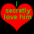 Two red heart-shaped icons with green text reading "I secretly love him" on a black background, each with a vertical green line above the heart.