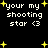 Pixelated text 'your my shooting star <3' with yellow stars on black background, animated star placement changes across frames.