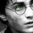 Pixelated grayscale close-up of a character with glasses, green eye reflection, and visible ear details against dark background.