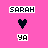 Pixel art buddy icon with pink background, black text boxes, and a heart symbol.