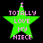 Green star-shaped icon with pink text reading "I TOTALLY LOVE MY NIECE" on black background, showing animation changes