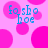 Pixelated pink background with scattered bright pink circles and blue text reading 'fo sho hoe' in four quadrants.