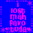 Pixelated blue background with pink text and symbols arranged in a pattern, featuring repeated phrases and decorative elements