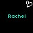 A static pixel art image with a black background, featuring two identical cyan text labels and one white heart symbol above them.