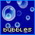 Blue background with multiple translucent bubbles of varying sizes and shades of light blue, each containing a smaller bubble inside.