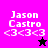 Four display 'Jason Castro' text with '<3<3<3' and star icons on pink, purple, black, and dark purple backgrounds