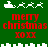 Green background with red text 'merry christmas xoxo' and white pixelated reindeer/sleigh graphics in two , separated by a white pixelated border