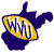 Pixelated icon of a dark blue spinning top with a yellow band containing white vertical stripes, set against a white background.