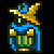 Pixel art character selection with 25 distinct figures in a layout, each rendered in retro video game style on black background