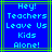 Blue background with light blue pixelated text reading "Hey! Teachers Leave Us Kids Alone!" in a with green and gray borders