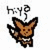 Pixelated cartoon fox with brown fur, black outline, and white chest stands against a white background; text above changes from 'hiyo' to 'I'm...'