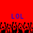 Red background with blue 'LOL' text above a of pixelated figures with red and black color scheme