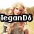 Pixelated image of a person with long wavy blonde hair wearing a gray top, overlaid with bold black text reading "TeganD6" on the left side.