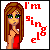 A 2x2 contact sheet of a pixel art animated icon featuring a female character with long brown hair, green eyes, and red dress across three visible frames showing text progression from "I'm single" to "BUT..." then "My Heart is taken."