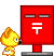 Yellow cartoon bird with orange flame-like crest and black beak interacts with red mailbox featuring white horizontal lines, gray base, and two rectangular slots.