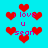 Pixelated red hearts and pink text on cyan background with repeated 'i love u sean' phrases.