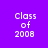 Four identical pixelated 'Class of 2008' text arrangements on purple background with pink horizontal bars in different positions.