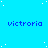 Blue background with white dots and repeated blue text 'victoria' in a pattern, with a gray rectangle in the bottom right corner