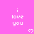 Pixelated pink background with repeated white text 'i love you' and small white heart symbols arranged in a pattern