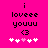 Pixelated text and symbols on a bright pink background with animated heart variations.