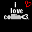 Pixelated text 'i love collin' with a red heart symbol replacing the word 'love', displayed on black background.