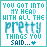 A contact sheet of 10 animated frames showing a text-based buddy icon with cyan and blue pixelated text on white background, each frame displaying the phrase "YOU GOT INTO MY HEAD WITH ALL THE PRETTY THINGS YOU SAID..." followed by a small star symbol.