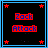Two side-by-side pixel art frames of a buddy icon with red and blue color schemes, each containing text "Zack" and "Attack" surrounded by stars on black backgrounds.