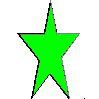 Green and yellow star-shaped icons in various sizes animate against a gray background, with some stars rotating or changing orientation.