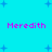 Cyan background with blue star shapes and four instances of pink text reading "Meredith" in a pattern