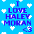 Blue background with white pixelated hearts and purple text reading "I LOVE HALEY MORAN <3" in a repeating pattern.