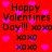 Red background with pink hearts and black text reading "Happy Valentines Day!!! xoxo" repeated in a pattern