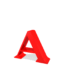 Red 3D letter A in various orientations with gray shadows on white background, some frames show fragmented or rotated forms.