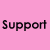Pink background with black text reading Support Breast Cancer! and a pink breast cancer awareness ribbon on white.
