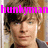A person with light brown hair and blue eyes appears in four with varying text and symbols