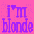 A static contact sheet frame showing a pixelated text-based icon with purple lettering on a pink dotted background, featuring the phrase "i'm blonde excuse?" and "what's your" with heart symbols replacing apostrophes in "i'm" and "what's".