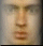 A pixelated face with neutral expression shows subtle animation changes in mouth and eye regions across frames.