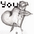 A grayscale animated icon shows a figure playing a violin atop a heart shape, with text changing across frames from 'You Tear Me Apart' to '<3'.