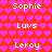 Pixelated red background with pink heart pattern, displaying repeated text names in yellow pixel font.