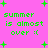 Pixelated green text on bright pink background with scattered green plus signs, displaying 'summer is almost over :(' in multiple repeated sections.