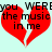 Red broken heart with black text 'you WERe the music in me' on light cyan background, two identical static frames shown side-by-side.