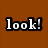 Brown background with 'look!' text on left and pixelated figures in a wooden structure on right, labeled 'Newyes' at bottom.