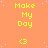 A static orange background with yellow text reading 'Make My Day' and a yellow '<3' symbol repeated in a pattern, with small white dots scattered across the background
