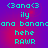 Pixelated cyan text on a purple-to-red gradient background, arranged in a with repeated phrases and symbols