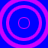 Four concentric circular patterns with alternating blue and pink rings on a solid blue background, arranged in a
