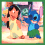 Four- shows Lilo and Stitch characters: Lilo in yellow dress, Stitch in green shorts, close-up of Lilo smiling, Stitch's face, and 'Hula' text with clover borders