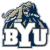 Pixelated static icon featuring a blue and white logo with the letters 'BYU' beneath a stylized mascot head, set against a transparent background.
