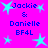 Pixelated icon with bright pink background, blue text reading "Jackie & Danielle BF4L", and light blue star shapes scattered throughout.