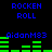 Blue text and green bar graphs on black background with repeated patterns of 'ROCKEN ROLL' and 'AidanM83' in pixelated style.